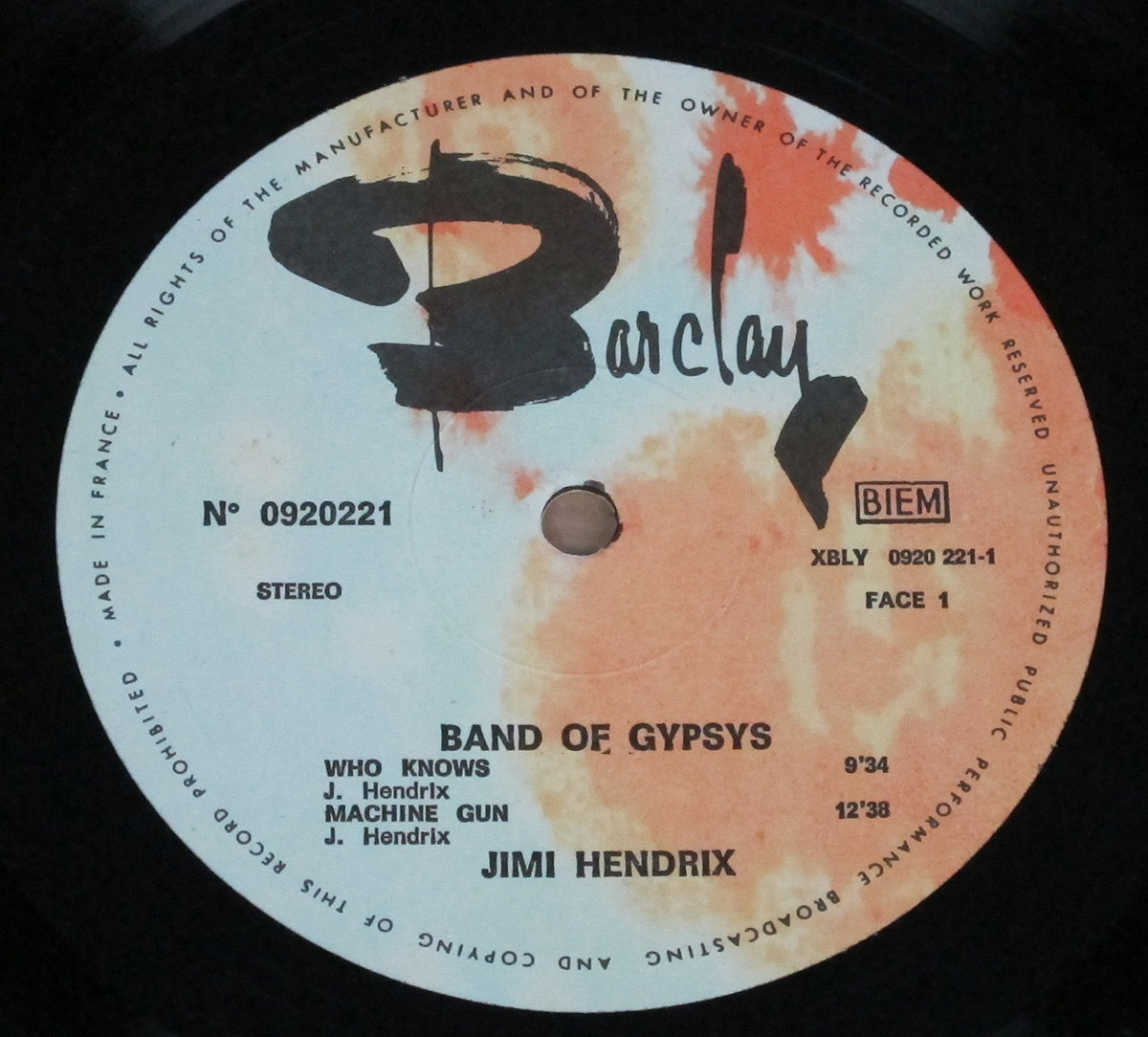 High Resolution Photo of JIMI HENDRIX BAND OF GYPSYS FRANCE BARCLAY  